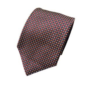 Land's End Men's 100% Silk Tie Red Blue Yellow Dot Pattern Made in USA 4" Wide‎
